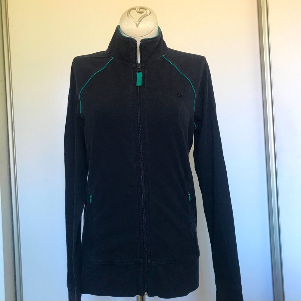 Old Navy Zip Front Active Sweater Jacket Black Green S
